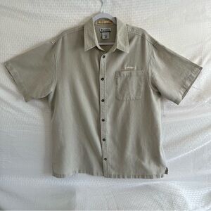 Columbia River Lodge Linen Cotton Short Sleeve Button Up Shirt Lite Gray Size XL